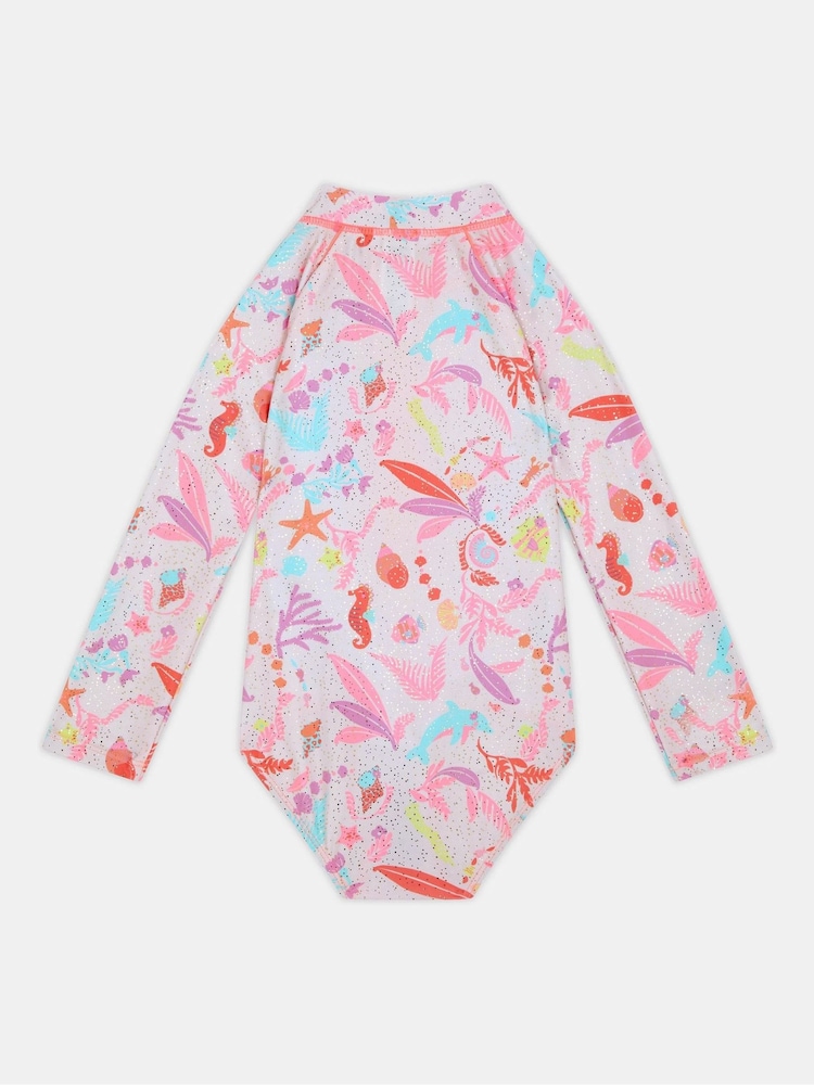 Angels By Accessorize Pink Sealife Long Sleeve Swimsuit - Image 1 of 2