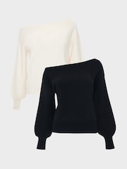 Threadbare Natural Soft Slash Neck Jumpers 2 Pack - Image 1 of 6
