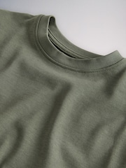 The Set 4 Pack Oversized Heavyweight Cotton Jersey Short Sleeve T-Shirts Green/Grey - Image 9 of 9