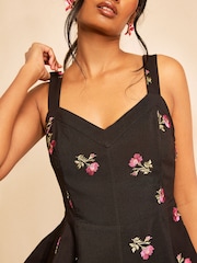 Love & Roses Black Tailored Embroidered Waistcoat - Image 2 of 4