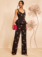 Love & Roses Black Tailored Embroidered Waistcoat - Image 3 of 4