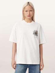 AllSaints White Petal Etta T-Shirt - Image 4 of 9
