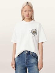 AllSaints White Petal Etta T-Shirt - Image 8 of 9