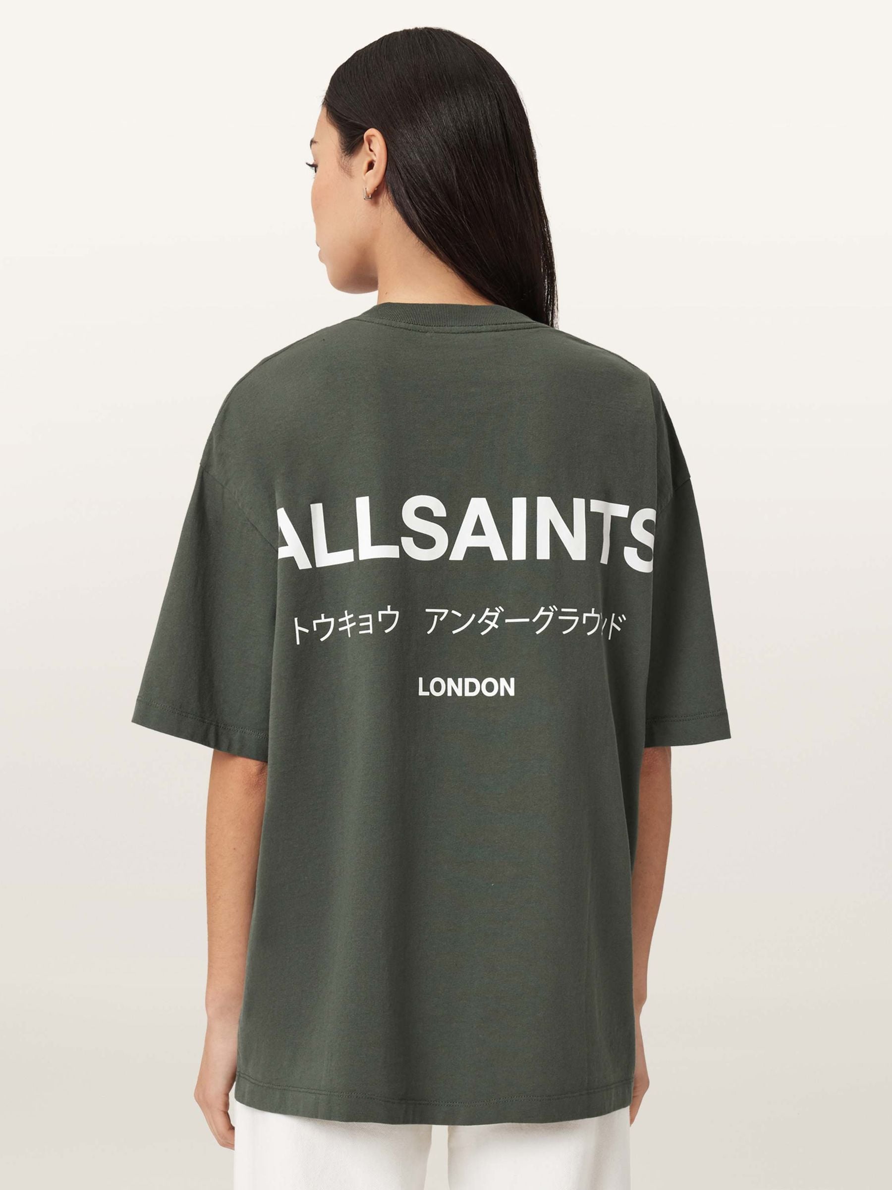 Buy AllSaints Green Underground Etta Oversized Back Logo Print