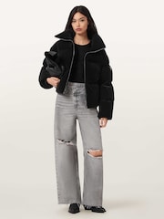 AllSaints Black Connie Puffer Coat - Image 3 of 6