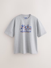 Grey Marl Run Club Relaxed Fit Graphic Print Heavy Weight T-Shirt - Image 1 of 3