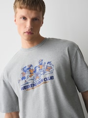 Grey Marl Run Club Relaxed Fit Graphic Print Heavy Weight T-Shirt - Image 4 of 7