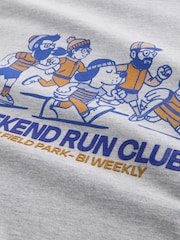 Grey Marl Run Club Relaxed Fit Graphic Print Heavy Weight T-Shirt - Image 7 of 7