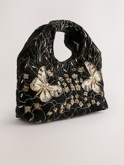 Black Velvet Butterfly Embroidered Bag - Image 2 of 5