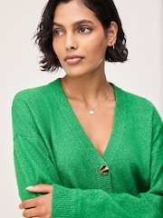 Bright Green Supersoft Mid Length V-Neck Cardigan - Image 6 of 9
