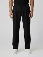 MAUVAIS Black Como Relaxed Fit Pleated Tailored Trousers - Image 1 of 4