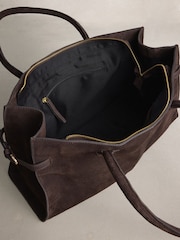Chocolate Brown Suede Elongated Tote Bag - Image 10 of 11
