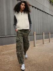 Ecru Knitted Zip Up Sleeveless Gilet With Pockets - Image 2 of 9
