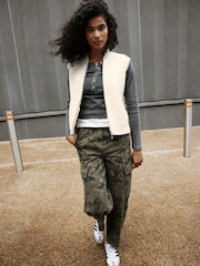 Ecru Knitted Zip Up Sleeveless Gilet With Pockets - Image 3 of 9