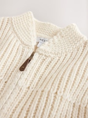 Ecru Knitted Zip Up Sleeveless Gilet With Pockets - Image 8 of 9