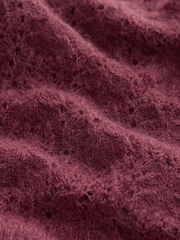 Dark Pink Pointelle Knit Tie Waist Cardigan - Image 6 of 7