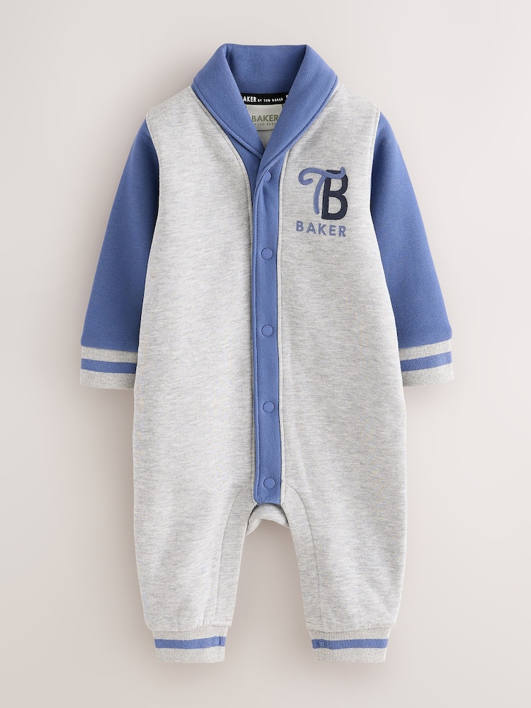 Baker by Ted Baker Grey/Blue Varsity Romper - Image 1 of 7 Baker by Ted Baker Grey/Blue Varsity Romper - Image 1 of 7