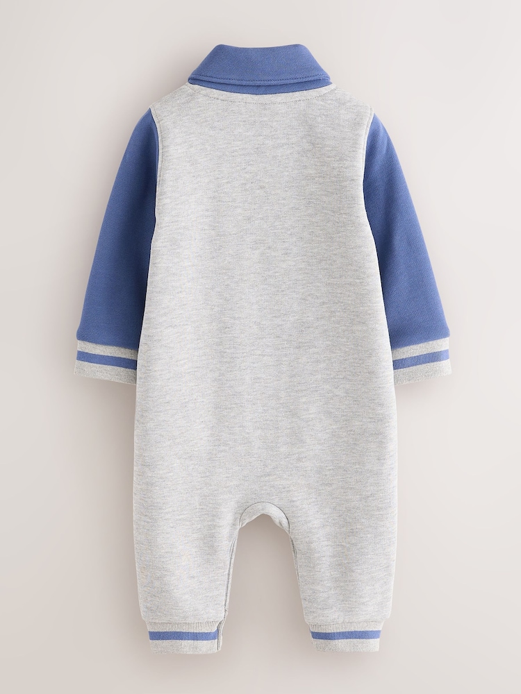 Baker by Ted Baker Grey/Blue Varsity Romper - Image 2 of 7 Baker by Ted Baker Grey/Blue Varsity Romper - Image 2 of 7