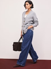 Grey Marl Supersoft Mid Length V-Neck Cardigan - Image 2 of 8