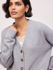 Grey Marl Supersoft Mid Length V-Neck Cardigan - Image 5 of 8