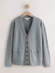 Grey Marl Supersoft Mid Length V-Neck Cardigan - Image 6 of 8