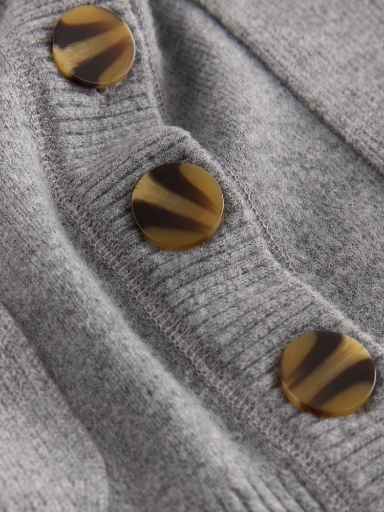 Grey Marl Supersoft Mid Length V-Neck Cardigan - Image 8 of 8 Grey Marl Supersoft Mid Length V-Neck Cardigan - Image 8 of 8