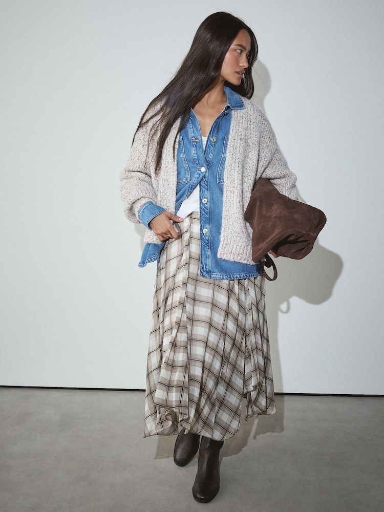 Neutral Neppy Soft Touch Chunky Knit Open Cardigan - Image 2 of 8 Neutral Neppy Soft Touch Chunky Knit Open Cardigan - Image 2 of 8