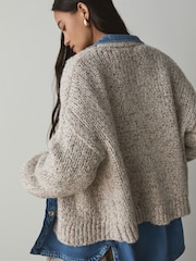Neutral Neppy Soft Touch Chunky Knit Open Cardigan - Image 4 of 8