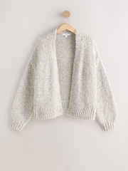 Neutral Neppy Soft Touch Chunky Knit Open Cardigan - Image 6 of 8