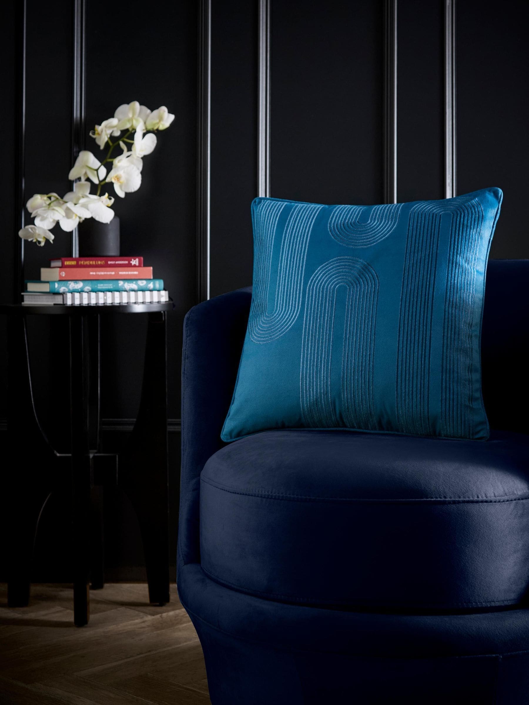 Laurence Llewelyn-Bowen Diva Embroidery Cushion Teal - Image 5