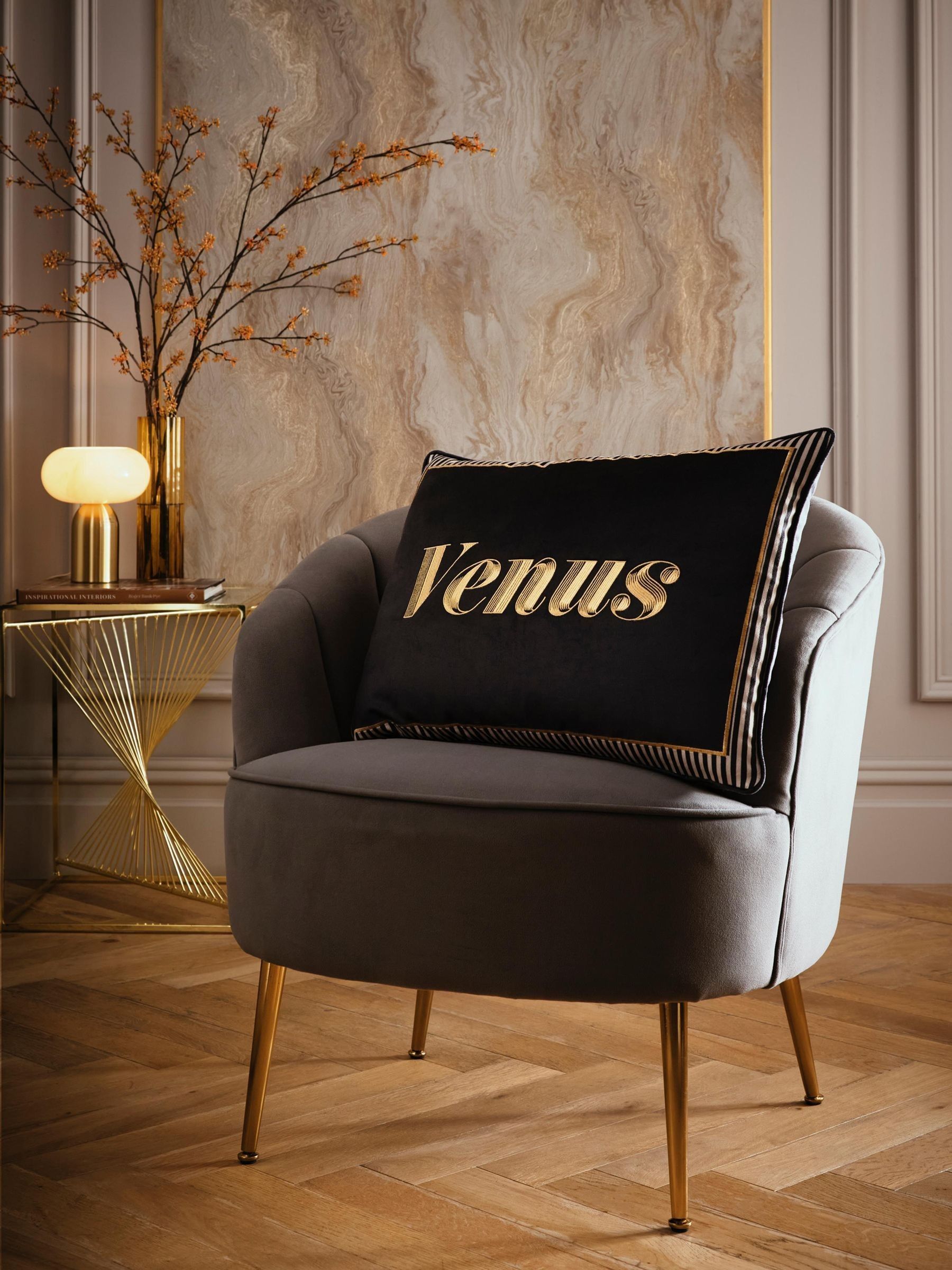 Laurence Llewelyn-Bowen Unisex Black Laurence Llewelyn-Bowen Venus Signature Velvet Filled Cushion - Image 1