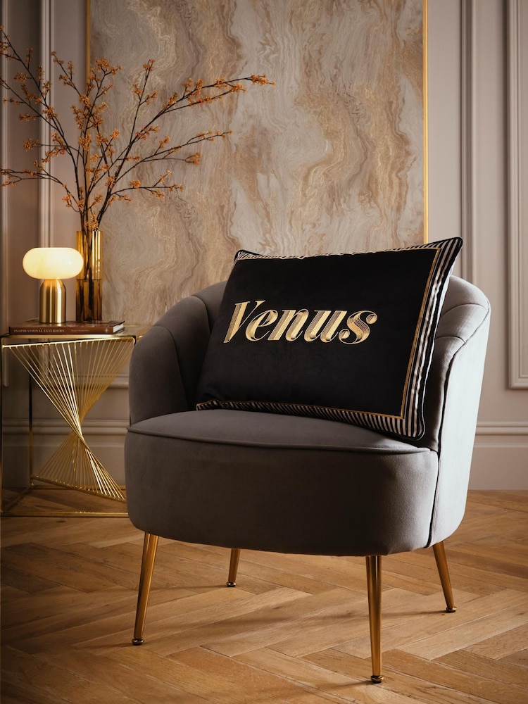 Laurence Llewelyn-Bowen Black Venus Signature Velvet Filled Cushion - Image 1 of 5