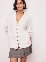 Ecru Supersoft Mid Length V-Neck Cardigan - Image 1 of 8