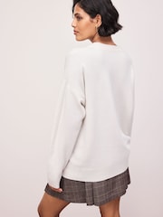 Ecru Supersoft Mid Length V-Neck Cardigan - Image 4 of 8