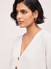 Ecru Supersoft Mid Length V-Neck Cardigan - Image 5 of 8