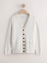 Ecru Supersoft Mid Length V-Neck Cardigan - Image 6 of 8