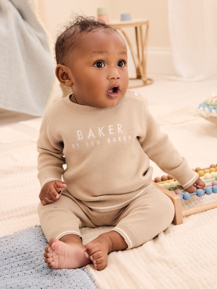 Baker by Ted Baker Neutral Knitted Top and Joggers Set - Image 2 of 13