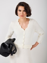 Mint Velvet White Boucle Knit Midi Dress - Image 6 of 8
