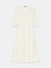Mint Velvet White Boucle Knit Midi Dress - Image 7 of 8