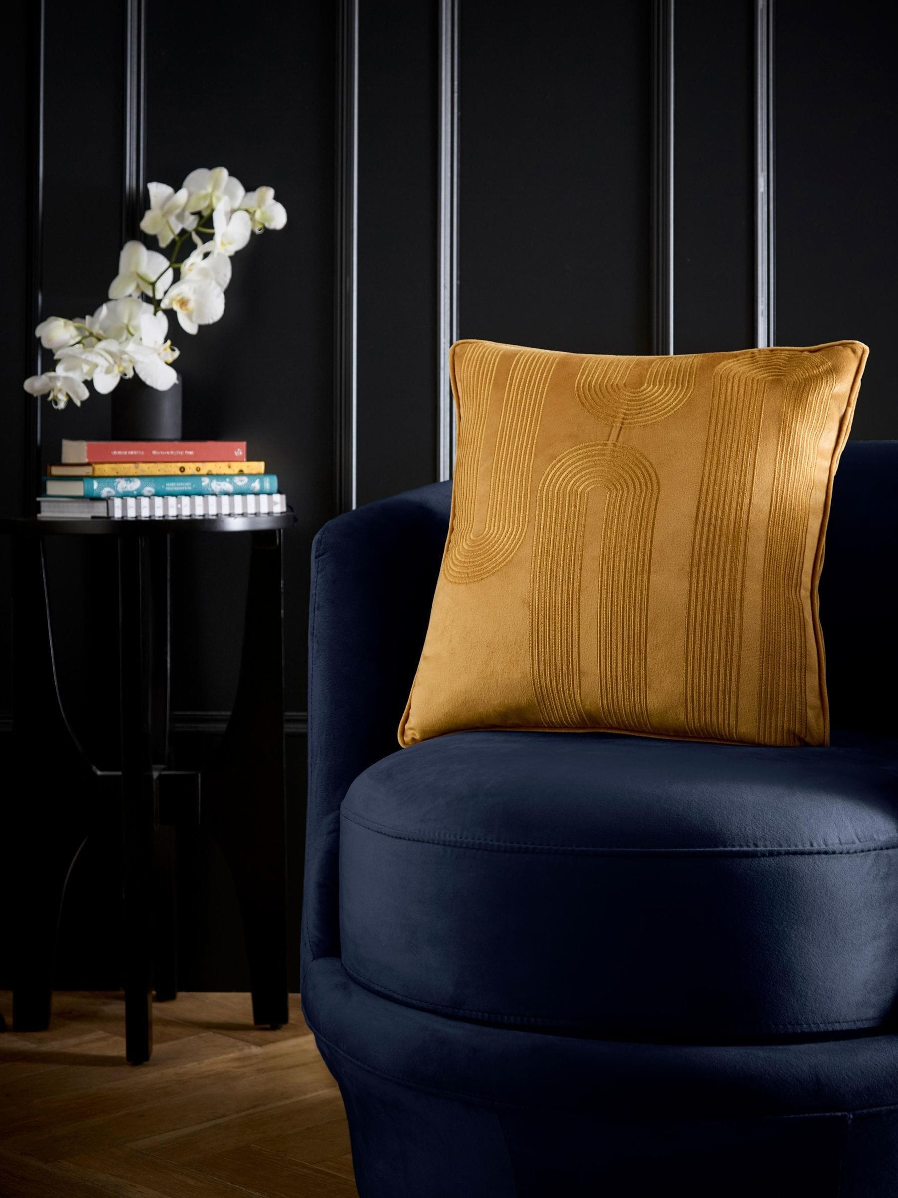 Laurence Llewelyn-Bowen Diva Embroidery Cushion Ochre - Image 5