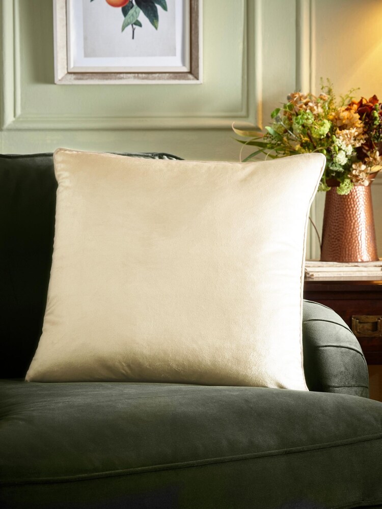 Appletree Cream Harlan Velvet Filled Cushion - Image 1 of 3 Appletree Cream Harlan Velvet Filled Cushion - Image 1 of 3