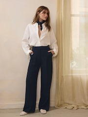 Mint Velvet Blue Side Trim Wide Trousers - Image 2 of 7