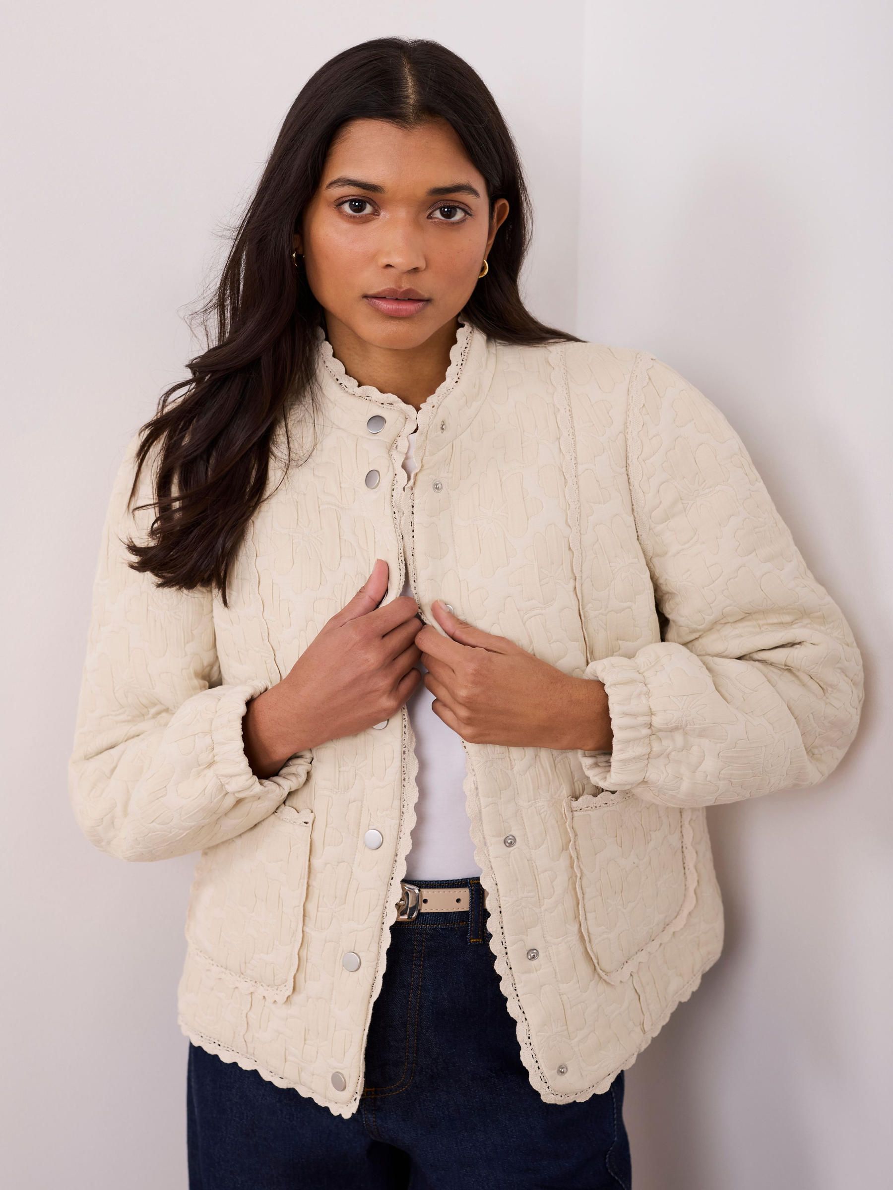 Buy Mint Velvet White Floral Jacquard Quilted Jacket from the Next