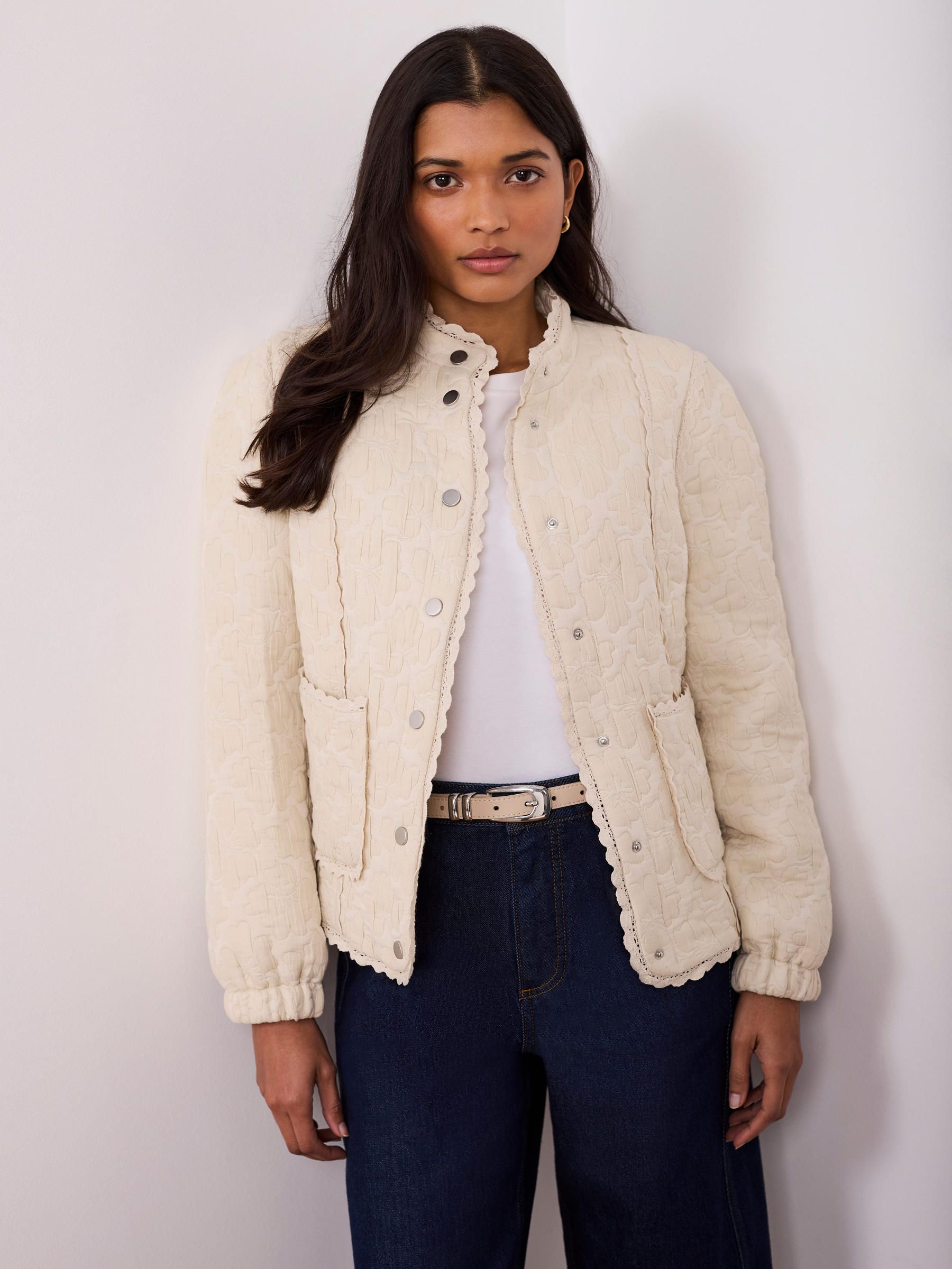 Buy Mint Velvet White Floral Jacquard Quilted Jacket from the Next