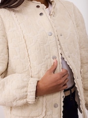 Mint Velvet White Floral Jacquard Quilted Jacket - Image 4 of 8