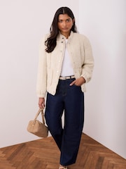 Mint Velvet White Floral Jacquard Quilted Jacket - Image 6 of 8