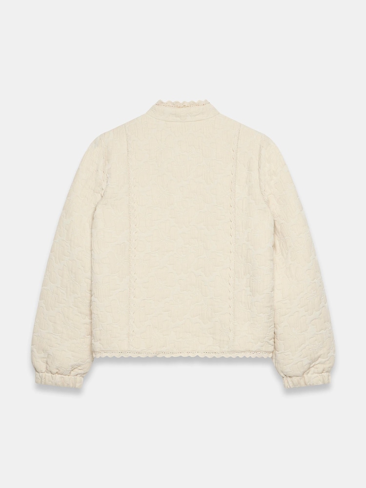 Mint Velvet White Floral Jacquard Quilted Jacket - Image 8 of 8