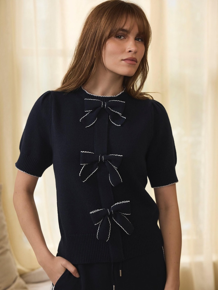 Mint Velvet Bow Detail Knit Top - Imaginea 1 din 7