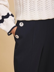 Mint Velvet Blue Button Front Wide Trousers - Image 3 of 7