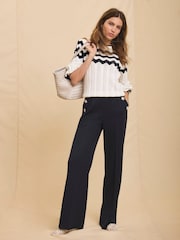 Mint Velvet Blue Button Front Wide Trousers - Image 4 of 7